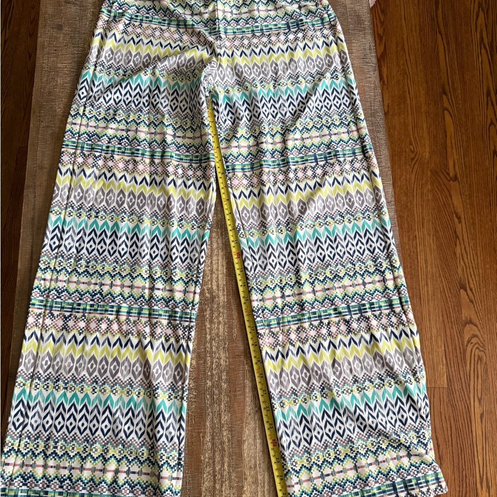 Spunkwear Women's Geometric Wide Leg Pants - Green, Yellow, Black